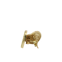 14KT Gold Earrings Medium Nugget Heart Center with White CZ Stones Border, Push Back Post, and Butterfly Backs