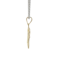 14KT Gold Charm Medium Diamond Cut Right Facing Jesus Head with Thorn Crown and Plain Bell