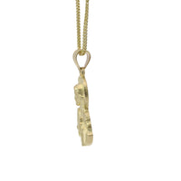 14KT Gold Charm Medium Diamond Cut Jesus Half Body Portrait with Sunray Background and Coin Center with Plain Bell