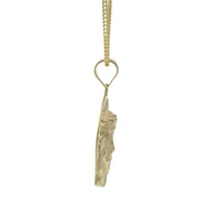 14KT Gold Charm Medium Diamond Cut Slant Bottom Open Liberty Halo Jesus Head Front Portrait with Plain Bell