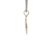 14KT Gold Charm Medium Tri Tone "Mi Bautizo" Baptism Coin with Plain Bell