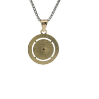 14KT Gold Charm Medium Tri Tone "Mi Bautizo" Baptism Coin with Plain Bell