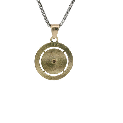 14KT Gold Charm Medium Tri Tone "Mi Bautizo" Baptism Coin with Plain Bell