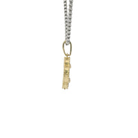 14KT Gold Charm Medium Navy Blue Clover with Plain Bell