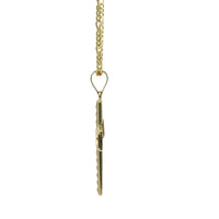 14KT Gold Charm Medium Open Diamond Cut Chain Link Cross with Plain Bell