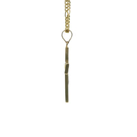 14KT Gold Charm Small Open Center Nugget Square Ends Crucifix Cross with Plain Bell