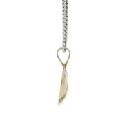 14KT Gold Charm Medium Plain Open Stripe Heart with White CZ Stones Sash and Plain Bell