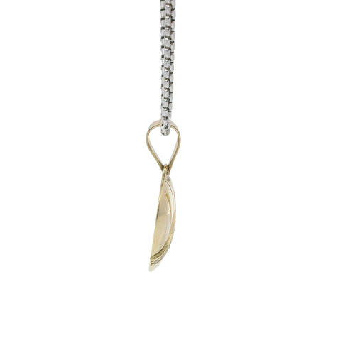 14KT Gold Charm Medium Plain Open Stripe Heart with White CZ Stones Sash and Plain Bell