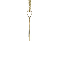 14KT Gold Charm Medium Two Tone Oval St Benedict Coin with Plain Bell