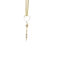 14KT Gold Charm Medium Two Tone Oval Crucifix Sunray Coin with White CZ Stones Top and Plain Bell