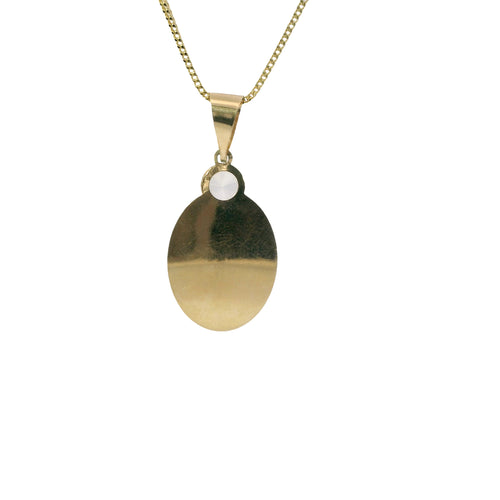 14KT Gold Charm Medium Tri Tone Round Sunray Crucifix Coin with White CZ Stone Top and Plain Bell
