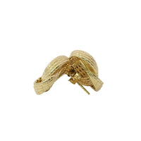 14KT Gold Earrings Medium Braided Notched Cords Knot with Push Back Post and Butterfly Backs