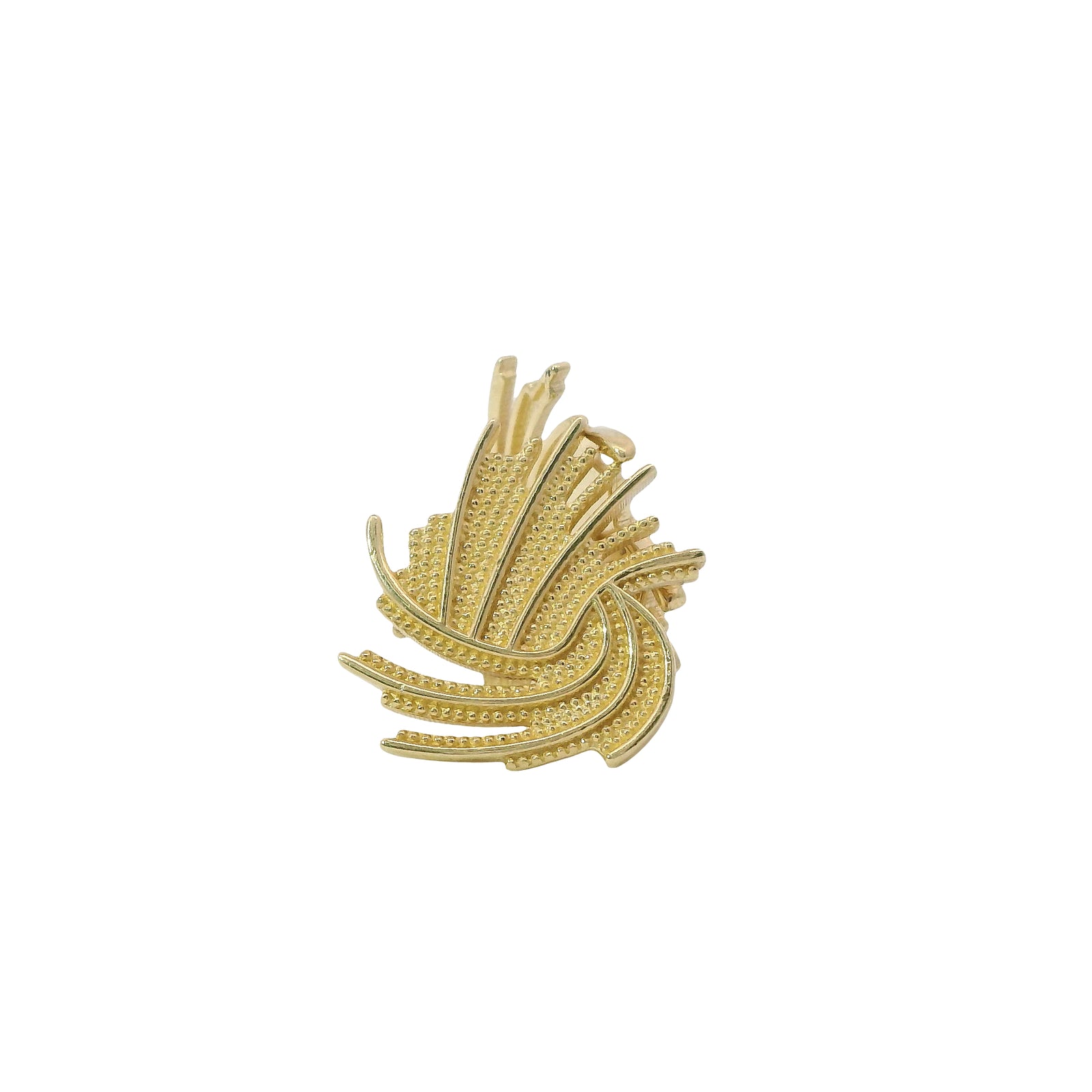 14KT Gold Earrings Medium Feathered Spiral with Push Back Post and Butterfly Backs