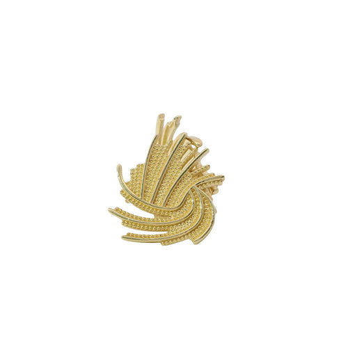 14KT Gold Earrings Medium Feathered Spiral with Push Back Post and Butterfly Backs