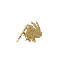 14KT Gold Earrings Medium Feathered Spiral with Push Back Post and Butterfly Backs