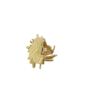 14KT Gold Earrings Medium Feathered Spiral with Push Back Post and Butterfly Backs