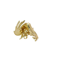 14KT Gold Earrings Medium Feathered Spiral with Push Back Post and Butterfly Backs
