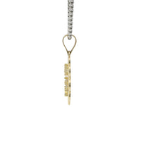 14KT Gold Charm Medium Plain Infinity Wreath with Five White CZ Stones Center and Plain Bell