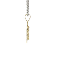 14KT Gold Charm Medium Plain Infinity Wreath with Five White CZ Stones Center and Plain Bell