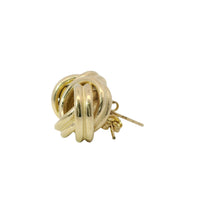 14KT Gold Earrings Medium Two Strand Round Knot with Push Back Post and Butterfly Backs
