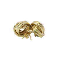 14KT Gold Earrings Medium Two Strand Round Knot with Push Back Post and Butterfly Backs