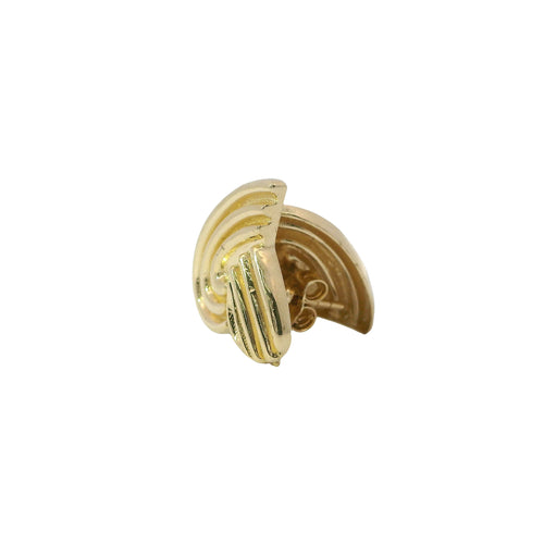 14KT Gold Earrings Medium Ribbed Heart with Push Back Post and Butterfly Backs