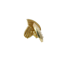 14KT Gold Earrings Medium Ribbed Heart with Push Back Post and Butterfly Backs