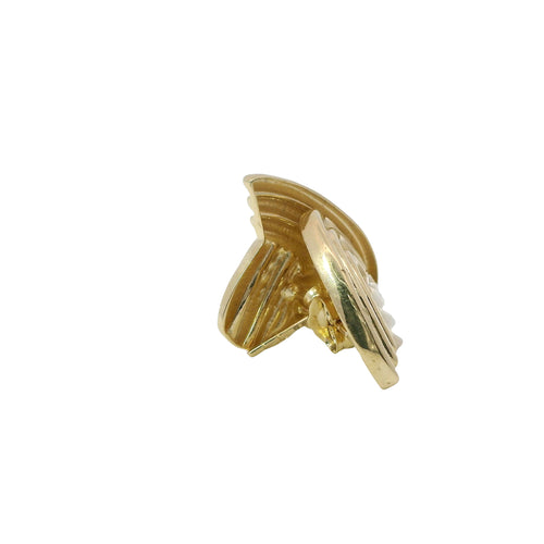 14KT Gold Earrings Medium Ribbed Heart with Push Back Post and Butterfly Backs