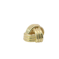 14KT Gold Earrings Medium Ribbed Three Strand Triangle Knot with Push Back Post and Butterfly Backs