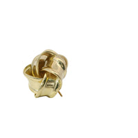 14KT Gold Earrings Medium Four Ribbon Strand Plain Pinwheel Knot with Plain Borders, Push Back Post, and Butterfly Backs