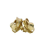 14KT Gold Earrings Medium Four Ribbon Strand Plain Pinwheel Knot with Plain Borders, Push Back Post, and Butterfly Backs