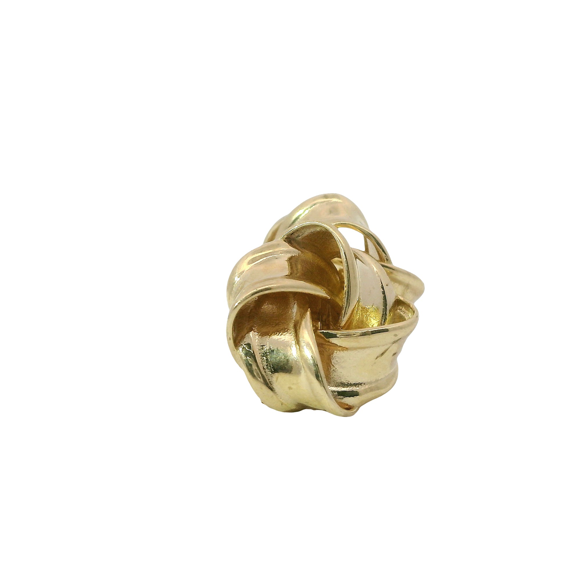 14KT Gold Earrings Medium Four Ribbon Strand Plain Pinwheel Knot with Plain Borders, Push Back Post, and Butterfly Backs