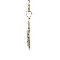 14KT Gold Charm Medium Two Tone Point Flare Ends Crucifix Cross with Plain Bell