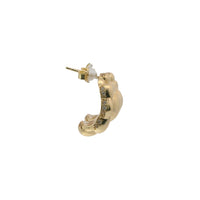 14KT Gold Earrings Medium Puff Popcorn with White CZ Stones Edge, Push Back Post and Butterfly Backs