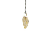 14KT Gold Charm Medium Plain Heart with White CZ Stones Pulse Center and Plain Bell
