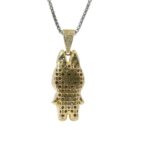 14KT Gold Charm Medium 3D Purple CZ Stones LaBuBu Body, White Enamel Eyes, and White CZ Stones Bell