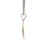 14KT Gold Charm Medium Round Tri Tone Quinceanera "15 Anos" Coin with Diamond Cut Edge and Plain Bell
