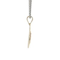 14KT Gold Charm Medium Round Tri Tone Quinceanera "15 Anos" Coin with Diamond Cut Edge and Plain Bell