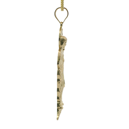 14KT Gold Charm Medium "St. Jude" Name Plate St Jude Figure with Plain Bell