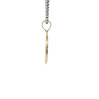 14KT Gold Charm Small Round Quinceanera "15" Open Center with White CZ Stone Outline Plain Bell