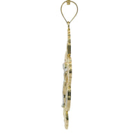 14KT Gold Charm Medium Two Tone Crucifix Cross with Virgin Mary and St Benedict Sides Cross with Plain Bell