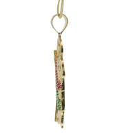 14KT Gold Charm Medium St Jude with Red, Green, and White Round CZ Stones Robe with White CZ Stones Halo and Plain Bell