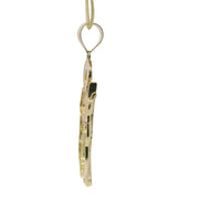 14KT Gold Charm Medium St Jude with Red, Green, and White Round CZ Stones Robe with White CZ Stones Halo and Plain Bell