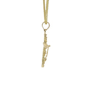 14KT Gold Charm Medium Textured Nugget Crucifix Cross with Plain Bell