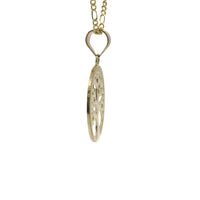 14KT Gold Charm Medium Open Round Tree of Life with Currency Edge Border and Plain Bell