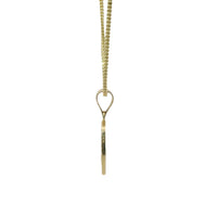 14KT Gold Charm Medium White CZ Stones Heart with Smaller Plain Heart on Left Side with Plain Bell