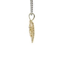 14KT Gold Charm Medium White CZ Stones Open Heart Outline with Navy Blue CZ Eye, White CZ Stone Eyed Plain Elephant, White CZ Stones 7, and Plain Bell