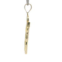 14KT Gold Charm Medium St Jude with Round White CZ Stones Robe and Halo and Plain Bell