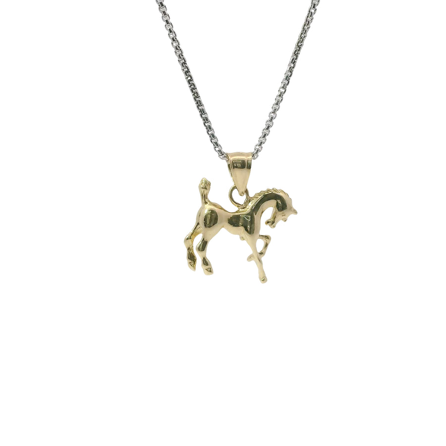 14KT Gold Charm Mini 3D Horse with Plain Bell