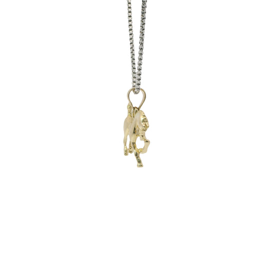 14KT Gold Charm Mini 3D Horse with Plain Bell